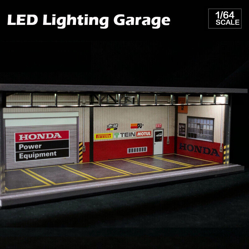 G-Fans 1/64 Diorama Model Car Garage with LED Lighting Packing Lot Display Case