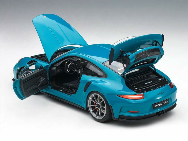 PORSCHE 911 CARRERA GT3 RS (991) MIAMI BLUE SILVER WHEELS 1:18 AUTOart 78167 NEW