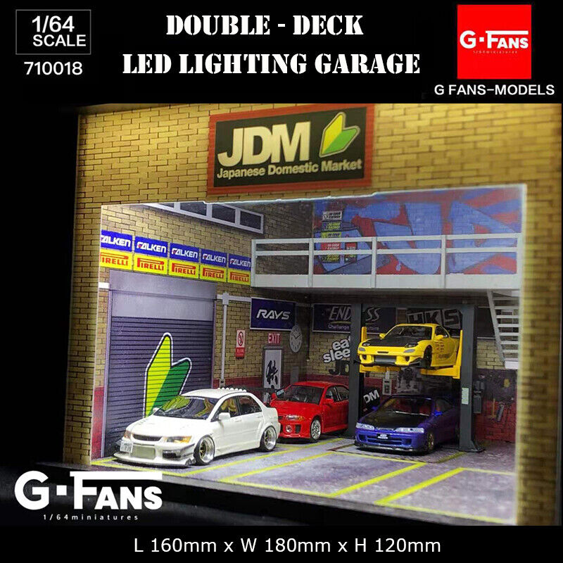 G-Fans Assemble Diorama 1:64 Double-Deck LED Lighting Garage Model Car Station