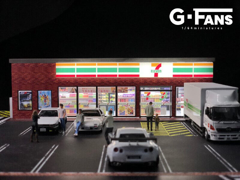 G-FANS Assemble Diorama 1:64 Shopping Store LED Lighting Model Car Parking Lot