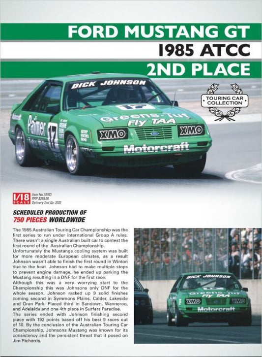1/18 Classic Carlectables 1985 Ford Mustang GT Bathurst 2nd Place Dick Johnson 18763