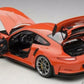 AUTOart PORSCHE 911 991 GT3 RS LAVA ORANGE/DARK GREY WHEELS NIB LE 1:18 SCALE...