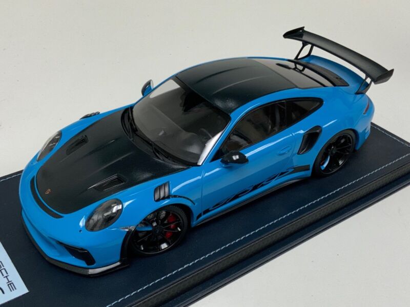 1/18 Minichamps Porsche 911 "991.2" GT3 RS Baby Blue Black Wheels leather base $464.95 ModelCarsHub