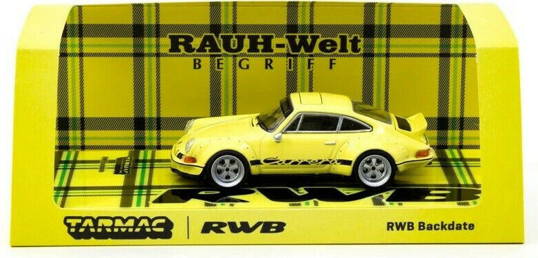 Tarmac Works HOBBY64 Yellow Porsche RWB 964 Backdate 1:64 Scale Diecast Car