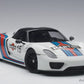AutoArt 1:18 Porsche 918 Spyder Weissach Package White/Martini Livery Model Car