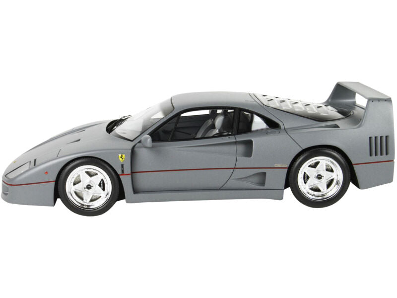 FERRARI F40 SULTAN OF BRUNEI GUN METAL GRAY & DISPLAY CASE LTD 1/18 BBR P18167