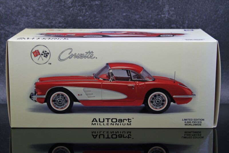 1:18 AUTOart 1959 Chevy Corvette Roman Red White Coves Millennium Collection