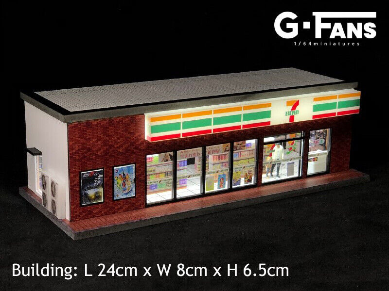 G-FANS Assemble Diorama 1:64 Shopping Store LED Lighting Model Car Parking Lot