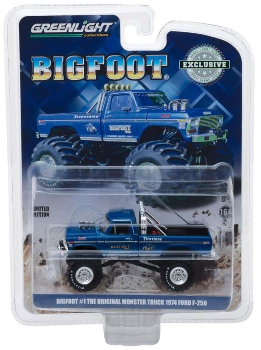 Greenlight 1:64 1974 Ford F-250 The Original Monster Truck Bigfoot #1 Blue 29934