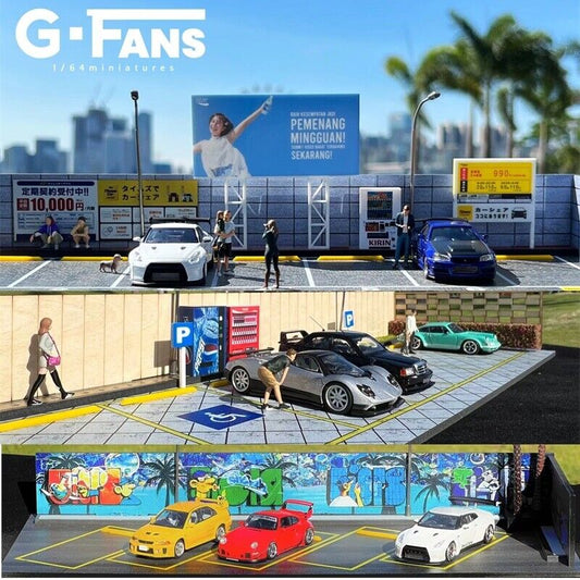 G-FANS 1:64 Diorama Garden parking Japan Street Beach Building Scene Model