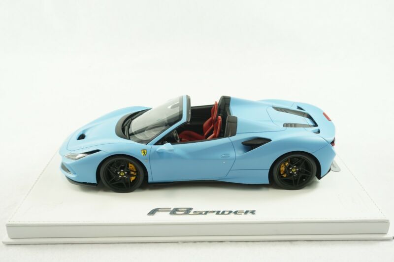 1/18 BBR FERRARI F8 TRIBUTO SPYDER AZZURRO BLUE MATT DELUXE WHIT LEATHER