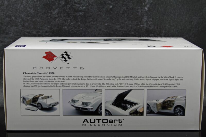 AUTOart 1970 Chevy Corvette Classic White Millennium Collection 1:18