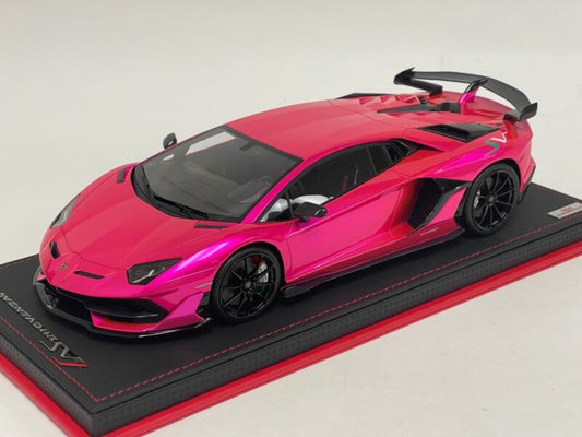 1/18 MR Collection Lamborghini Aventador SVJ Flash Pink Leather Base $878.95 ModelCarsHub
