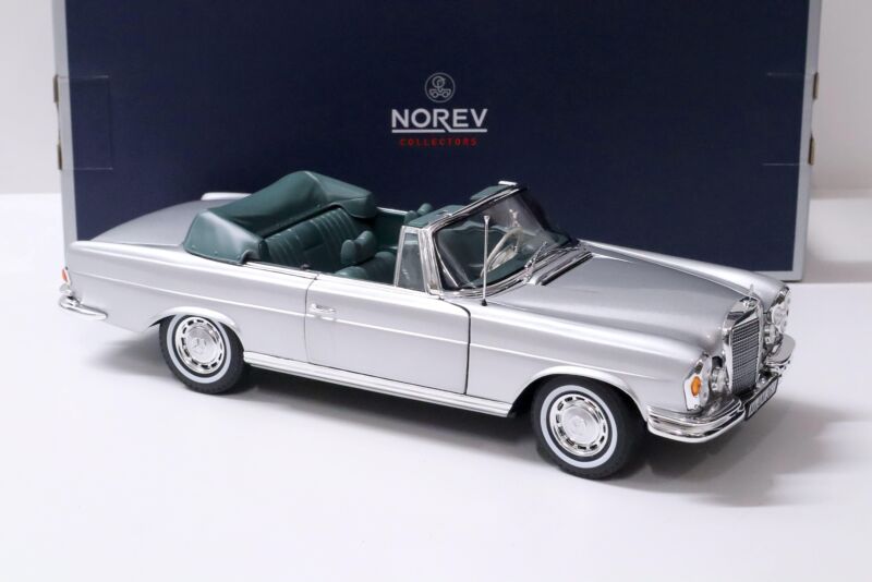 1:18 NOREV Mercedes 280 Se Cabriolet 1969 Silver Metallic/Green Top