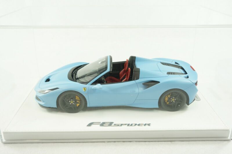 1/18 BBR FERRARI F8 TRIBUTO SPYDER AZZURRO BLUE MATT DELUXE WHIT LEATHER