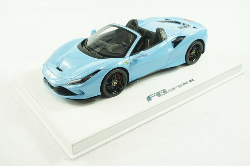 1/18 BBR FERRARI F8 TRIBUTO SPYDER AZZURRO BLUE DELUXE WHITE LEATHER