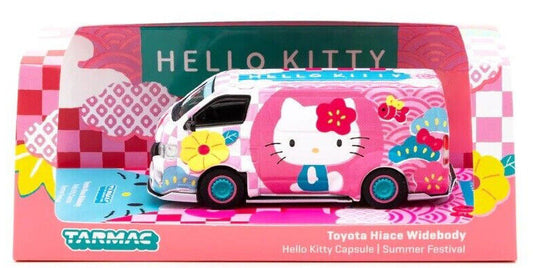 Tarmac Works COLLAB64 Toyota Hiace Widebody -Hello Kitty 1:64 Scale Diecast Car