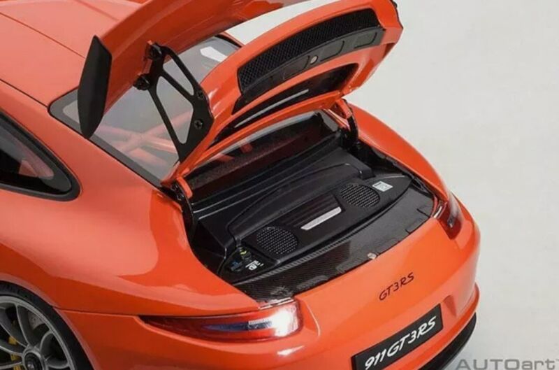 AUTOart PORSCHE 911 991 GT3 RS LAVA ORANGE/DARK GREY WHEELS NIB LE 1:18 SCALE...