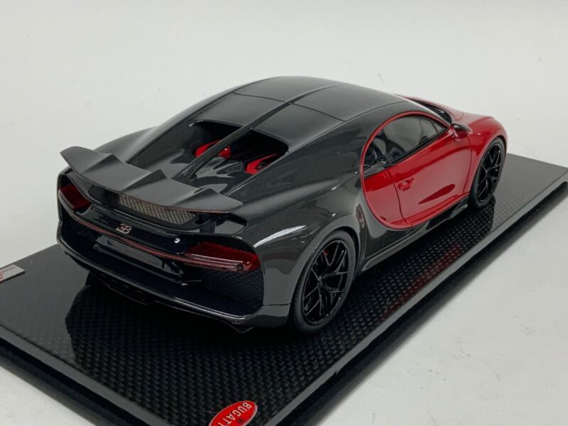 1/18 MR Collection Bugatti Chiron Red / Carbon Fiber black Wheels Carbon Base $929.95 ModelCarsHub
