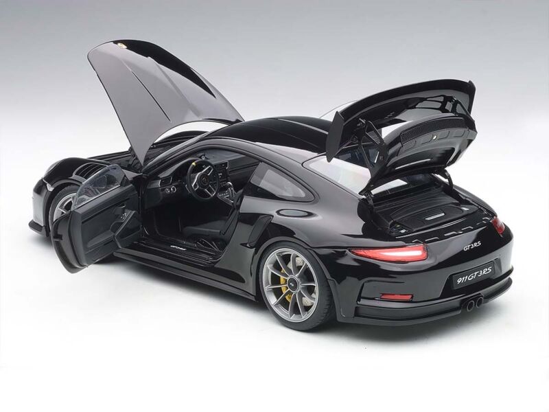 PORSCHE 911 CARRERA GT3 RS (991) GLOSS BLACK SILVER WHEELS 1:18 AUTOART 78164