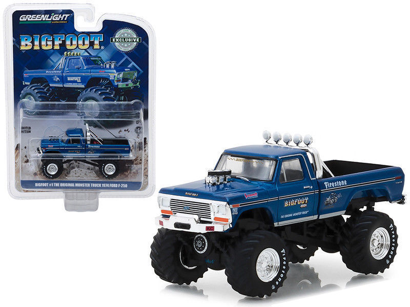 Greenlight 1:64 1974 Ford F-250 The Original Monster Truck Bigfoot #1 Blue 29934