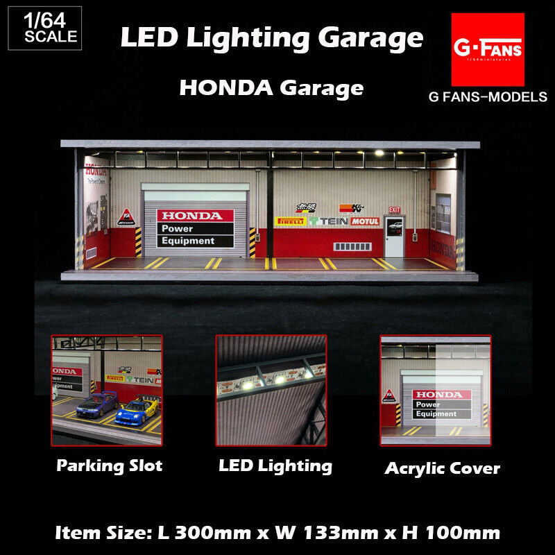 G-Fans 1/64 Diorama Model Car Garage with LED Lighting Packing Lot Display Case