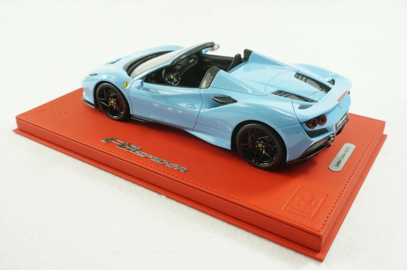 1/18 BBR FERRARI F8 TRIBUTO SPYDER AZZURRO BLUE DELUXE RED LEATHER