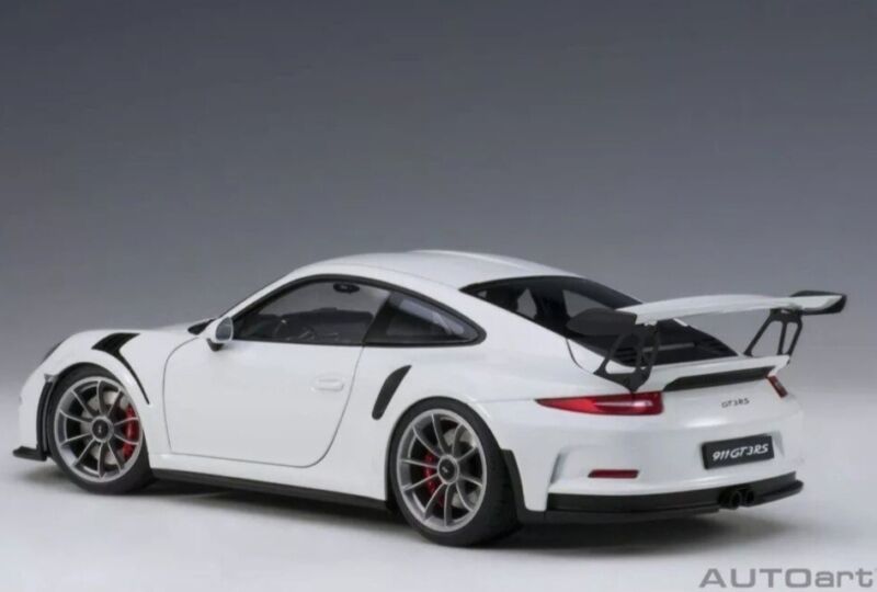 AUTOart PORSCHE 911 991 GT3 RS WHITE/DARK GREY WHEELS LE NIB 1:18 SCALE 78166