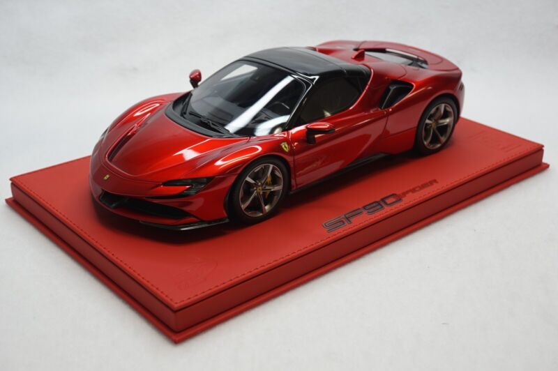 1/18 BBR FERRARI SF90 SPIDER CLOSED ROOF ROSSO FUOCCO DELUXE RED LEATHER limited 5pcs