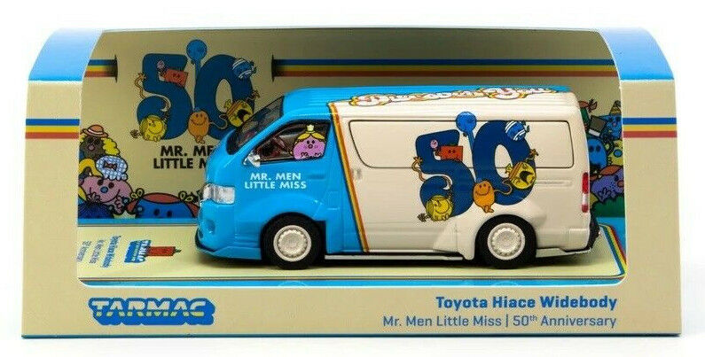 Tarmac Works Mr.Men Little Miss Toyota Hiace Widebody Oil Can 1:64 Diecast Car