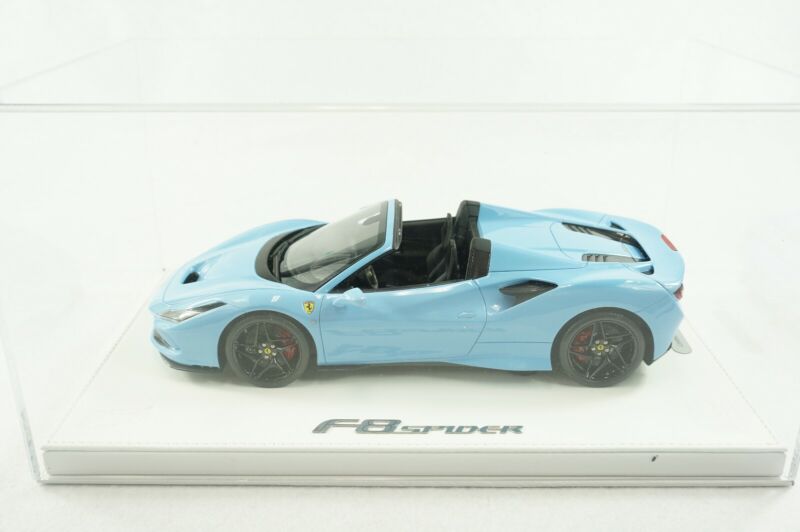 1/18 BBR FERRARI F8 TRIBUTO SPYDER AZZURRO BLUE DELUXE WHITE LEATHER