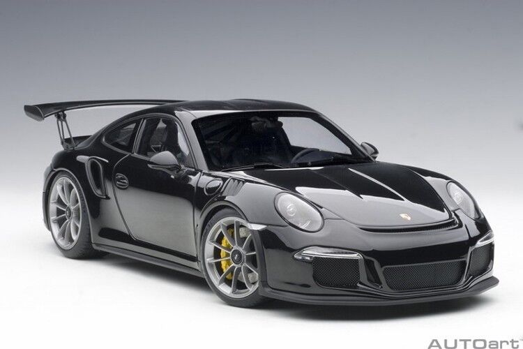 PORSCHE 911 CARRERA GT3 RS (991) GLOSS BLACK SILVER WHEELS 1:18 AUTOART 78164