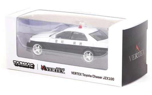 Tarmac Works GLOBAL64 Black & White VERTEX Toyota Chaser JZX100 1:64 Diecast Car