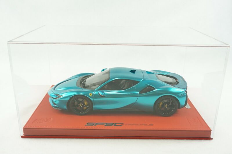 1/18 BBR FERRARI SF90 STRADALE CHROME BLUE DELUXE RED LEATHER LIMITED 15 PCS