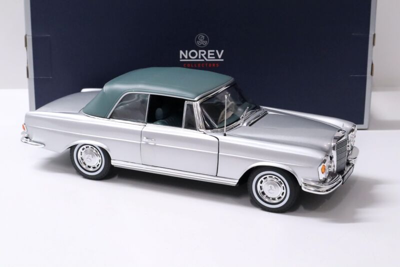 1:18 NOREV Mercedes 280 Se Cabriolet 1969 Silver Metallic/Green Top