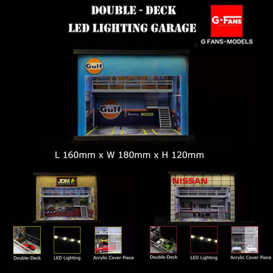 G-Fans Assemble Diorama 1:64 Double-Deck LED Lighting Garage Model Car Station