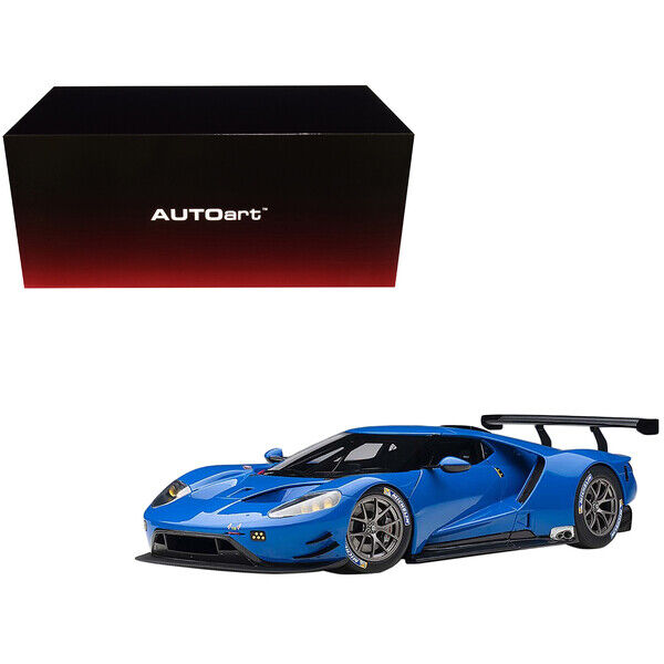 1/18 Autoart Ford GT Le Mans Plain Color Version Blue Real rubber tires. Steerable wheels. Has removable covers. This item is made of composite. Detailed exterior, interior, engine compartment. Dimensions approximately L-10.75, W-4.75, H-3 inches. ${sh$op