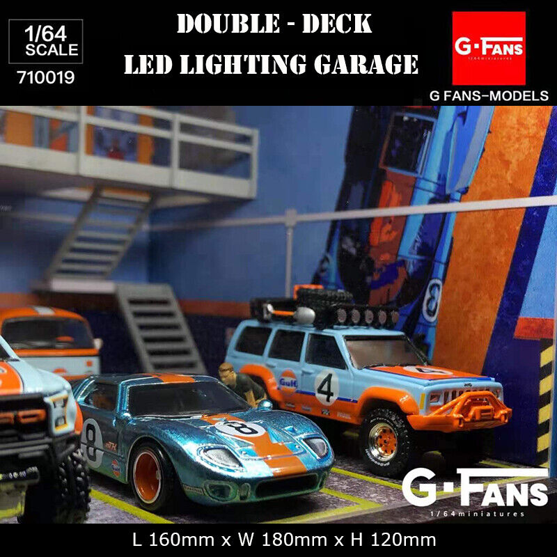 G-Fans Assemble Diorama 1:64 Double-Deck LED Lighting Garage Model Car Station