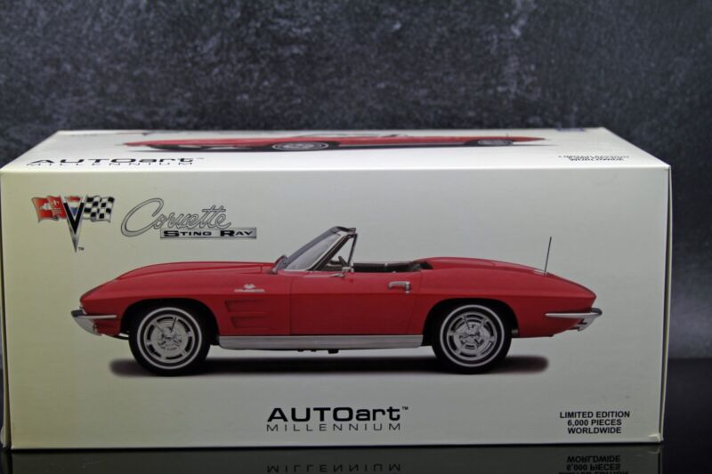 AUTOart 1963 Chevy Corvette Convertible Riverside Red Millennium Collection 1:18