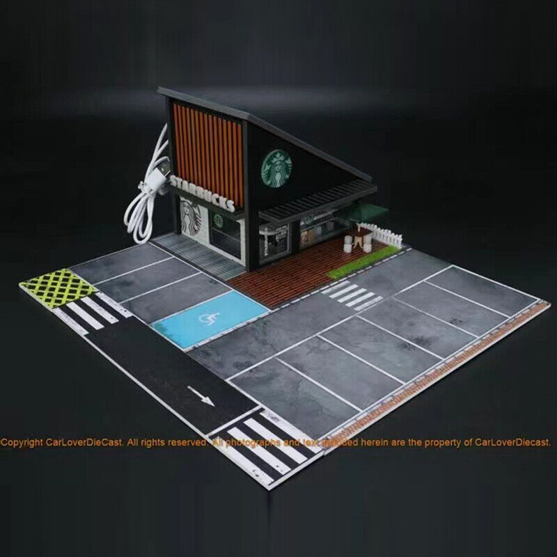 G-FANS 1:64 Assemble Diorama LED Lighting Vehicle Parking Lot Gifts-Starbucks Coffee Store