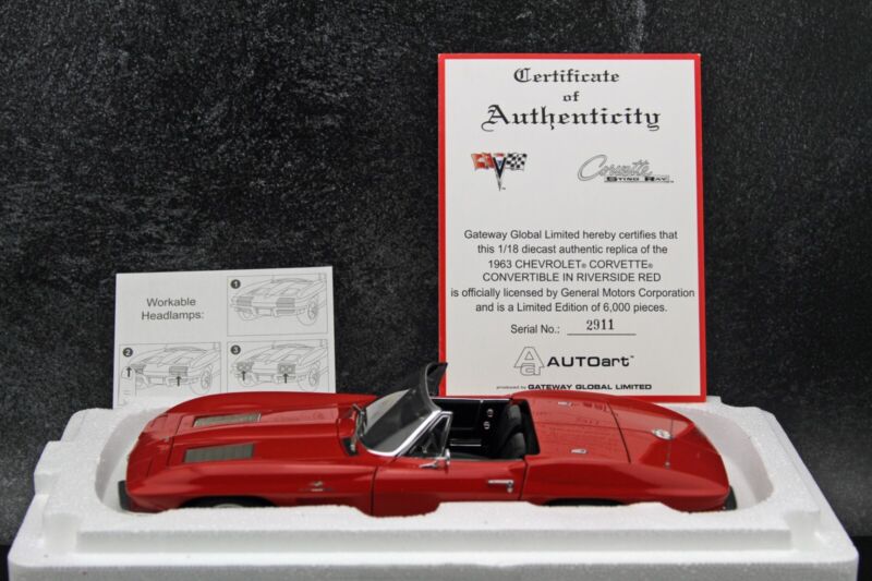 AUTOart 1963 Chevy Corvette Convertible Riverside Red Millennium Collection 1:18