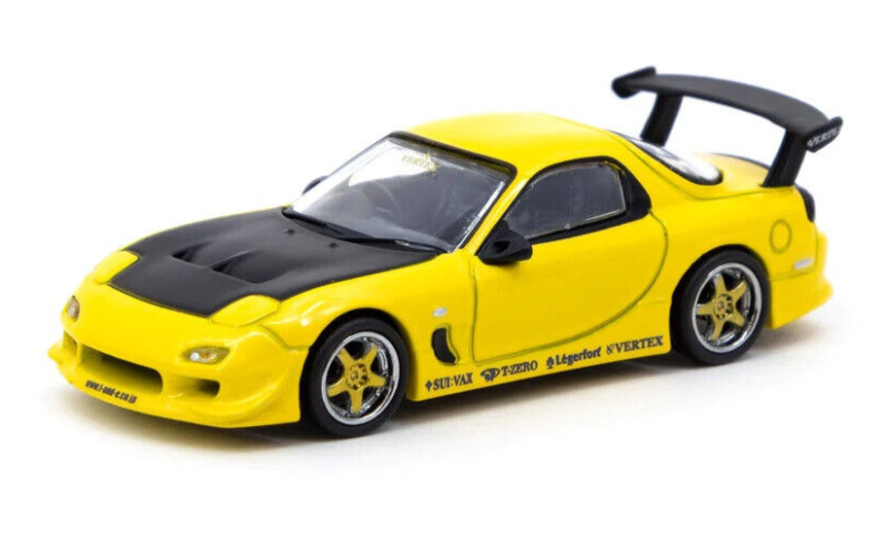 Tarmac Works GLOBAL64 Yellow Metallic VERTEX Mazda RX-7 FD3S 1:64 Diecast Car