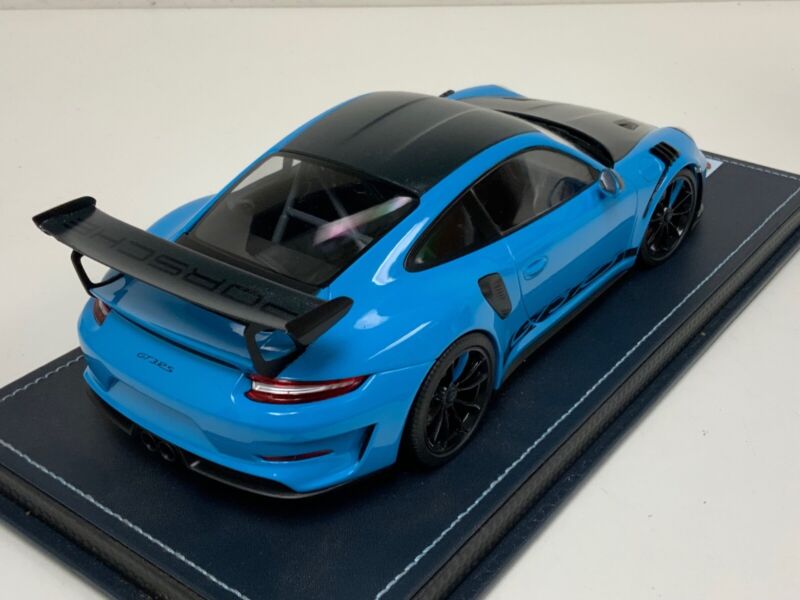 1/18 Minichamps Porsche 911 "991.2" GT3 RS Baby Blue Black Wheels leather base $464.95 ModelCarsHub