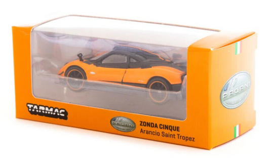 Tarmac Works GLOBAL64 Pagani Zonda Cinque Arancio Saint Tropez 1:64 Diecast Car