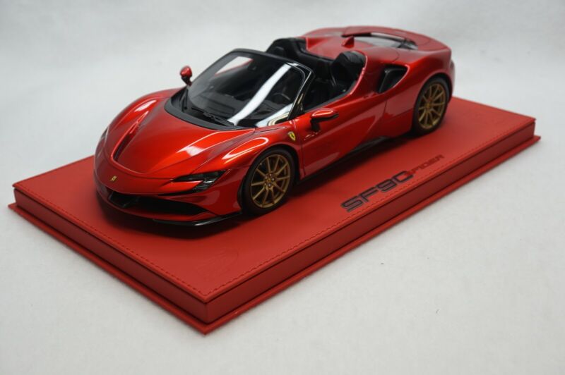 1/18 BBR FERRARI SF90 SPIDER F1 RED METALLIC/GOLD DELUXE RED LEATHER limited 10pcs