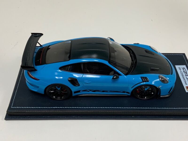 1/18 Minichamps Porsche 911 "991.2" GT3 RS Baby Blue Black Wheels leather base $464.95 ModelCarsHub