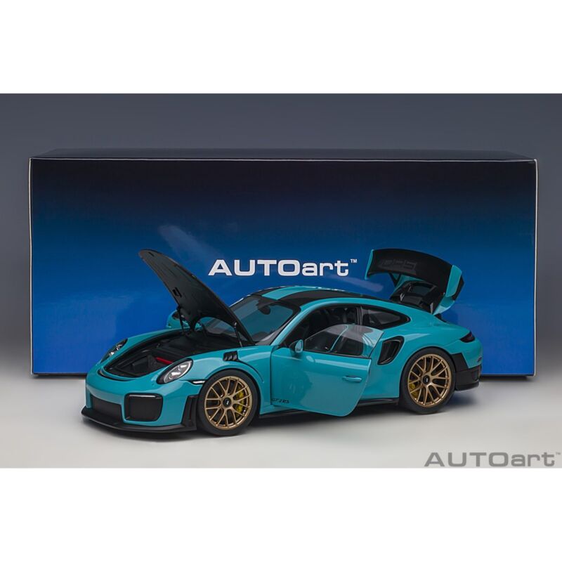 1:18 Porsche 911 GT2 RS 9912 Weissach Package by AUTOart in Miami Blue 78175