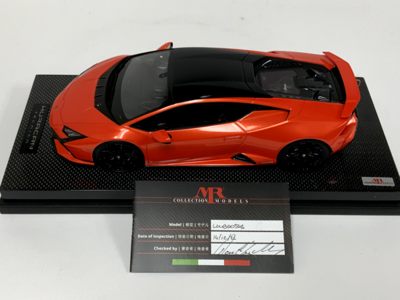 1/18 MR Collection Lamborghini Huracan Tecnica Orange Lambo054B Carbon Base $929.95 ModelCarsHub
