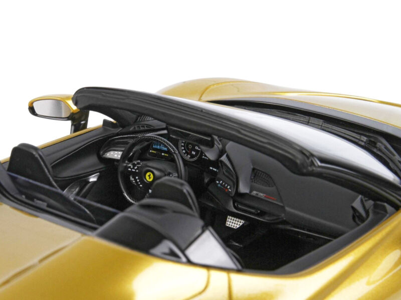 FERRARI SF90 SPIDER CONVERTIBLE YELLOW & DISPLAY CASE 1/18 MODEL BY BBR P18194 A