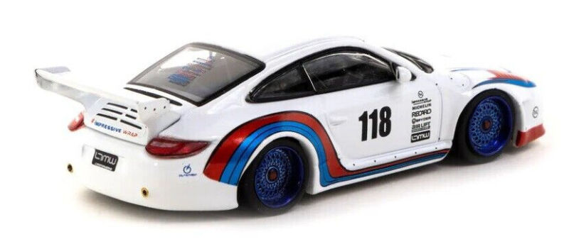 Tarmac Works HOBBY64 White Old & New Porsche 997 1:64 Scale Diecast Car